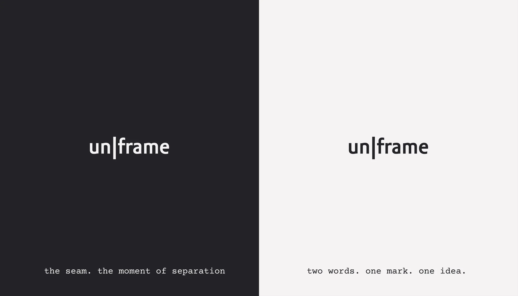 un|frame identity system — typography and layout exploration